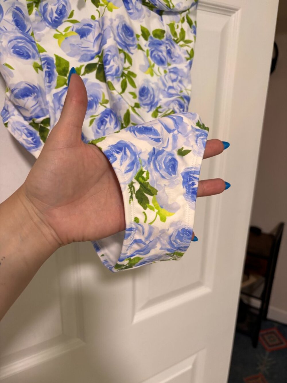 Blue Floral Underwire One-Piece Swimsuit | Blue and White Floral NWT (XL) - Picture 9 of 12